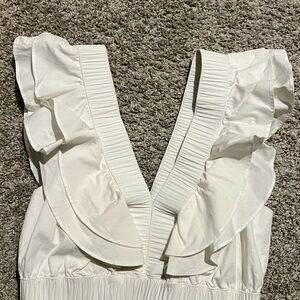 White Ruffled V-Neck crop top